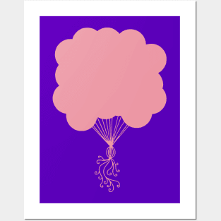 Pink Party Balloons Silhouette Posters and Art